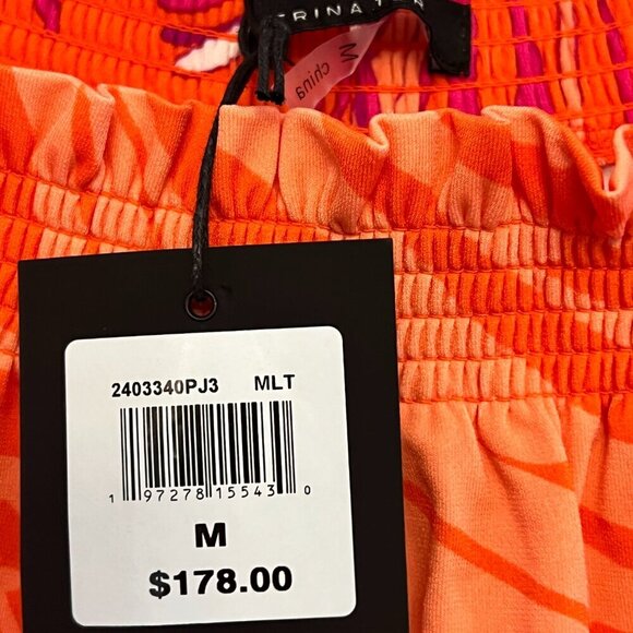 NWT Trina Turk Women’s Off Shoulder Floral Bell Sleeve Dress Orange Purple M - Picture 6 of 9